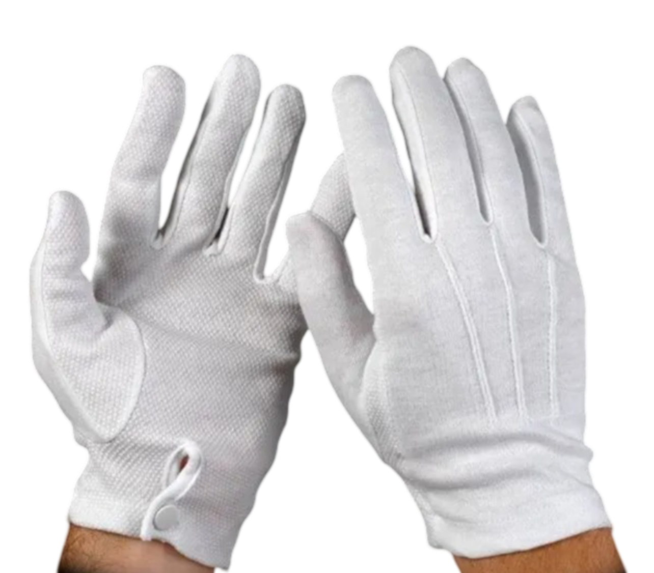 White  “Sure-Grip” Snap Wrist Gloves